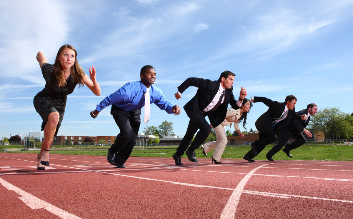 diverse young people at starting line - Business Aviation Culture